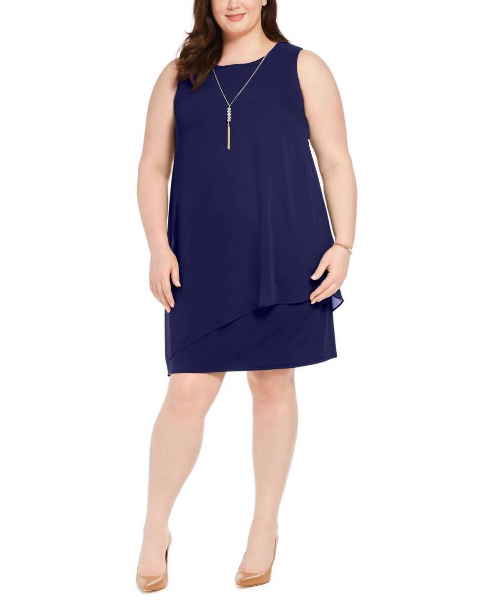 NEW JM COLLECTION women's asymmetrical overlay necklace dress - plus in intrepid